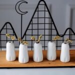 Set of 5 Ghost Ceramic Bud Vases | Halloween Decor & Gothic Wedding Favors