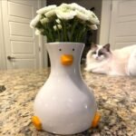 Handcrafted Ceramic Duck Vase | Modern White Table Decor & Unique Flower Holder