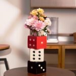 Dice Ceramic Vase - Funky Geometric Home & Bar Decor for Flowers