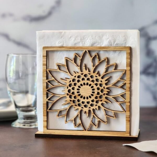 Handmade Sunflower Wood Napkin Holder | Rustic Farmhouse Table Decor & Gift
