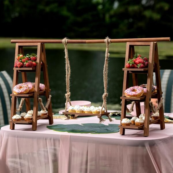 Rustic 3 Tier Cupcake Stand – Wooden Tiered Display for Desserts & Parties