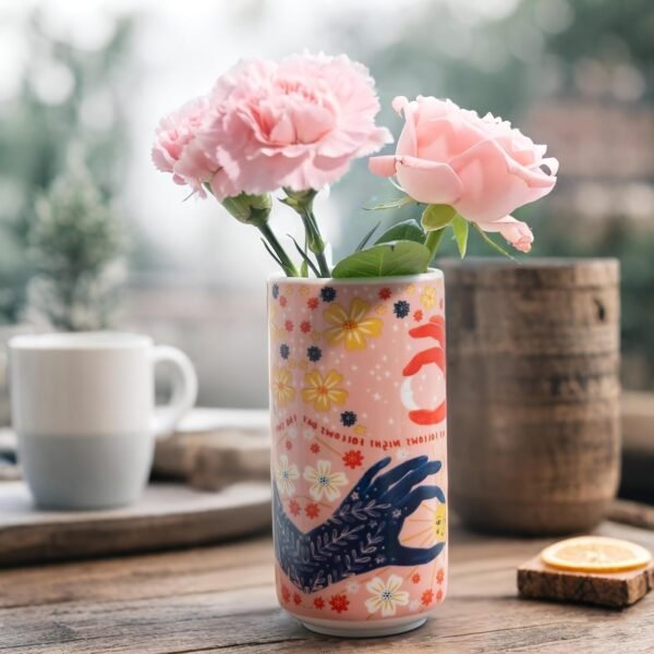 Hands Holding Sun & Moon Ceramic Vase | Art Deco Home Decor & Gift
