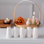 Set of 5 Ghost Ceramic Bud Vases | Halloween Decor & Gothic Wedding Favors - Image 3