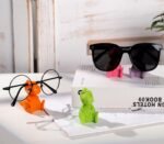 Dinosaur Glasses Holder Set - 4 Colorful Resin Organizers for Nightstands & Desks