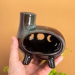 Handcrafted Ceramic Palo Santo Burner with Green Glaze | Ash Catcher Bowl for Sage & Incense - Image 2