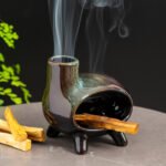Handcrafted Ceramic Palo Santo Burner with Green Glaze | Ash Catcher Bowl for Sage & Incense - Image 3