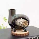 Handcrafted Ceramic Palo Santo Burner with Green Glaze | Ash Catcher Bowl for Sage & Incense - Image 7