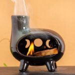 Handcrafted Ceramic Palo Santo Burner with Green Glaze | Ash Catcher Bowl for Sage & Incense