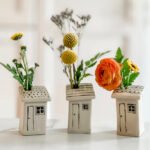 3-Piece Ceramic House Bud Vase Set | Mini Centerpieces for Flowers & Table Decor